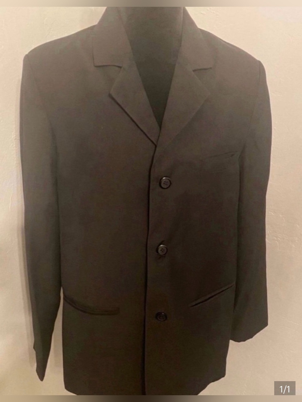 Men's Black Blazer - Classic Single-Breasted Jacket (Size 1X)